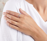 Diamonique Gold Clad Sterling Silver Pave Mariner Link Eternity Ring Size 8